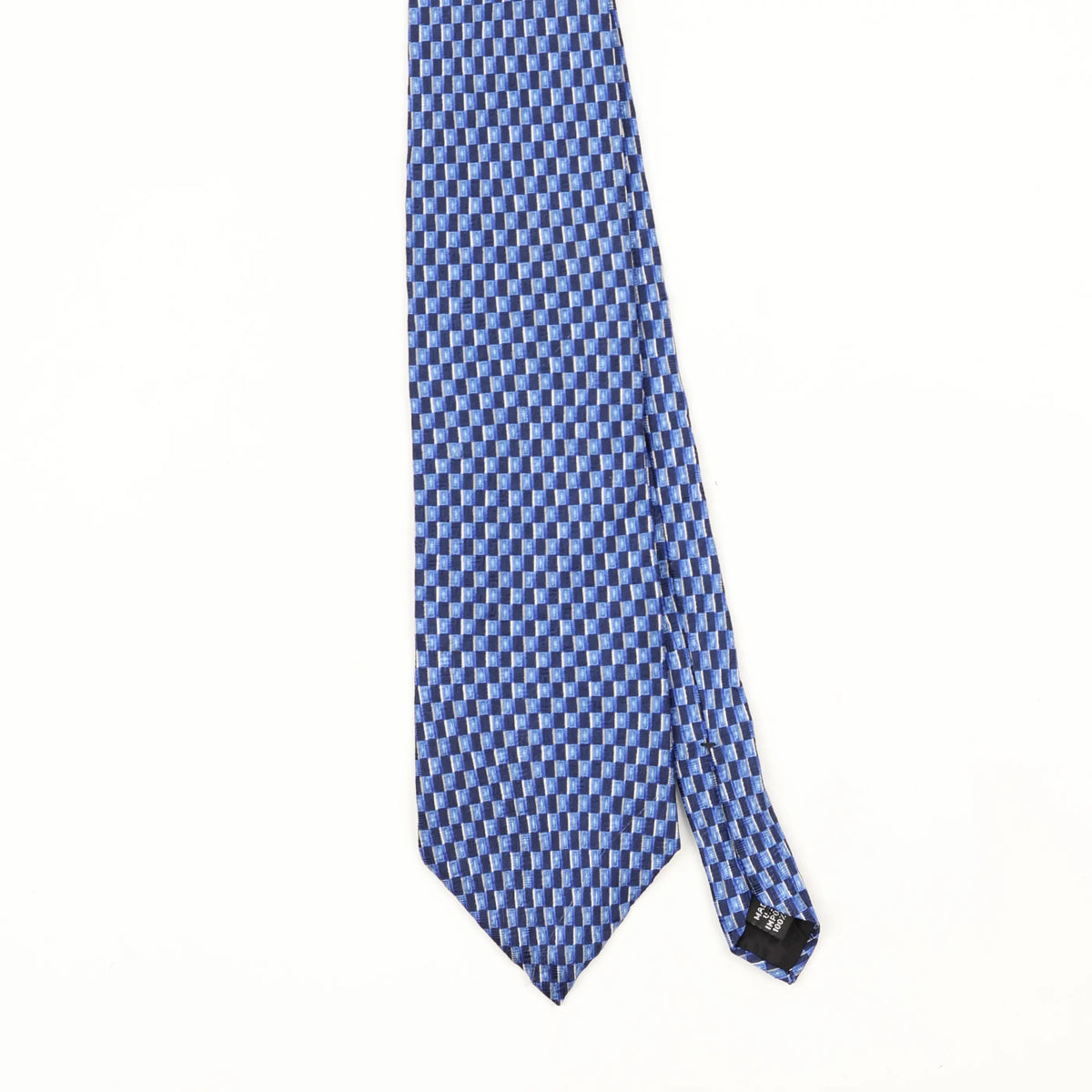 Front Front Detail of Vintage 1990's Geoffrey Beene Check Patterned Tie