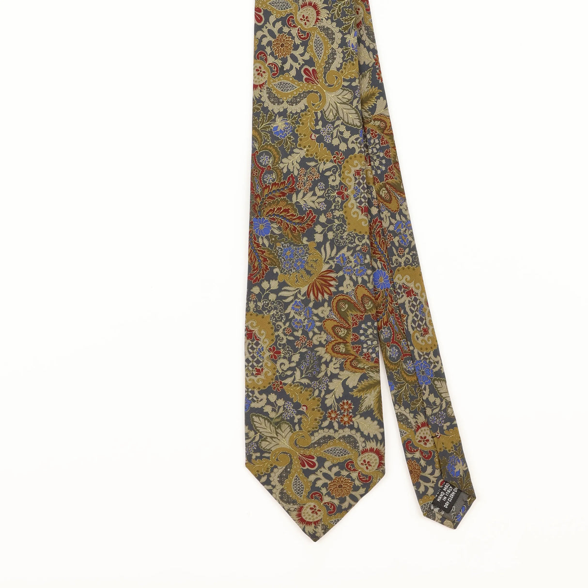 Front Detail of Vintage 1990's Paco Rabanne Paisley Patterned Tie