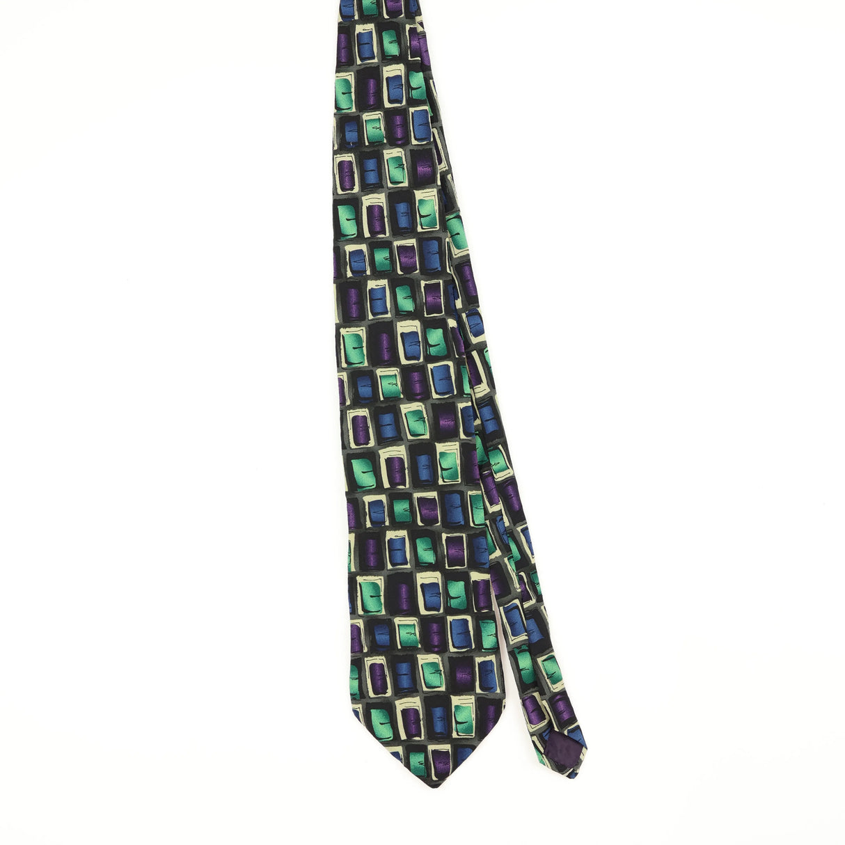 Front Front of Vintage Jerry Garcia New York Geometric Patterned Tie