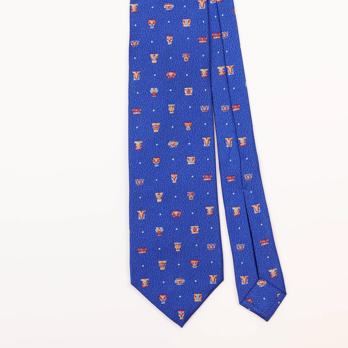 Front Detail of Vintage Bvlgari Vase Geometric Patterned Tie