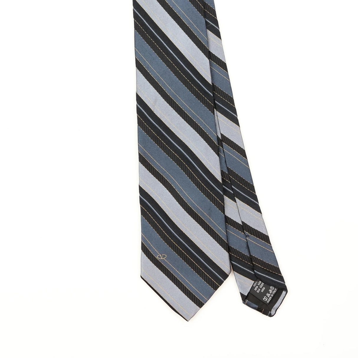 Front Front Detail of Vintage 1990's Valentino Striped Patterned Tie