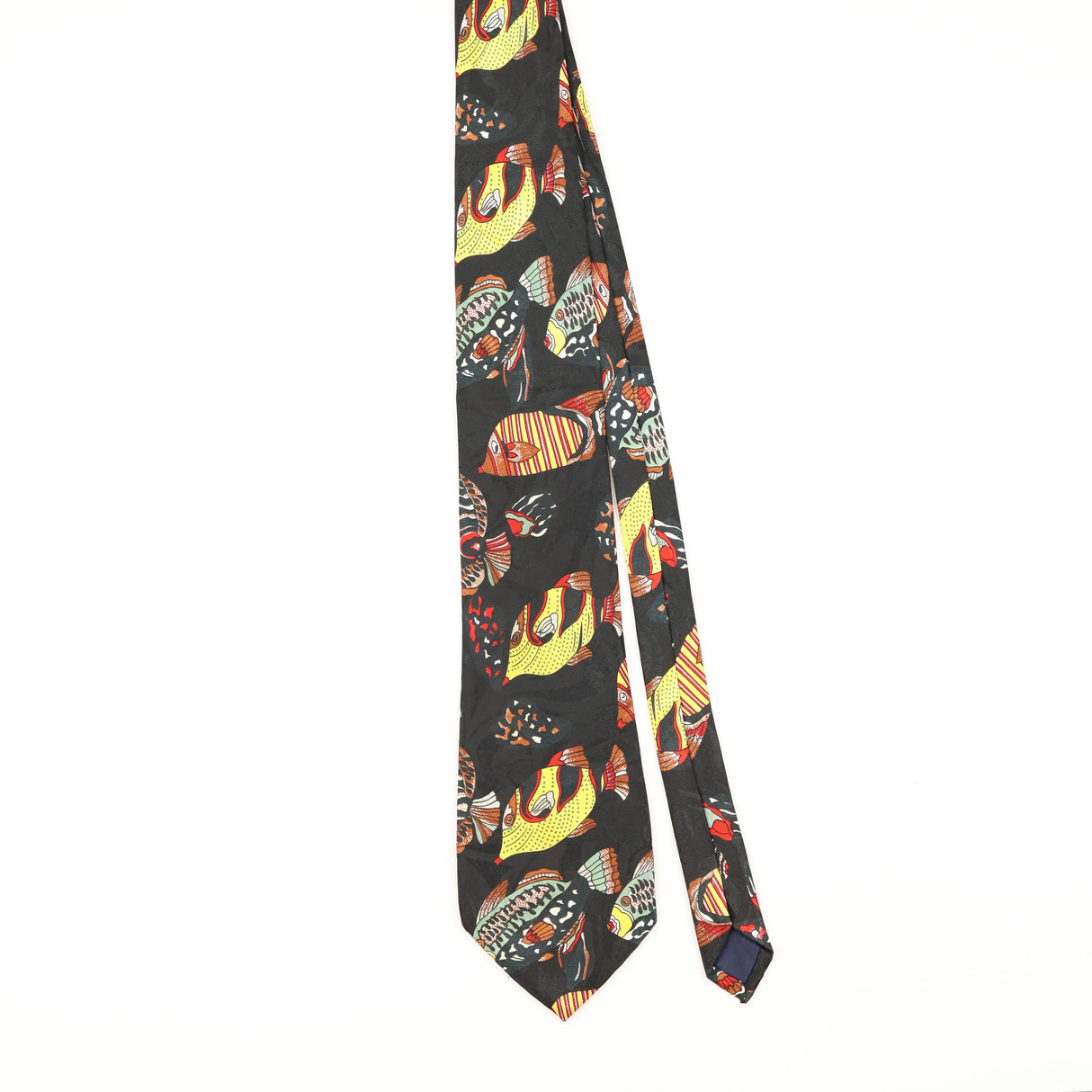 Front of Vintage 1990's Renaissance Fish Animal Print Patterned Tie