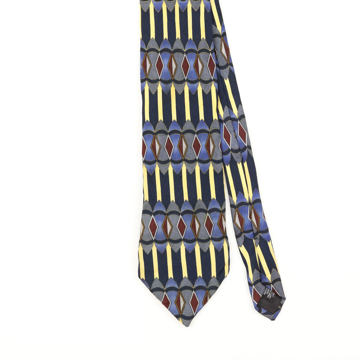 Front Detail of Vintage 1990's Martin Wong Geometric Patterned Tie