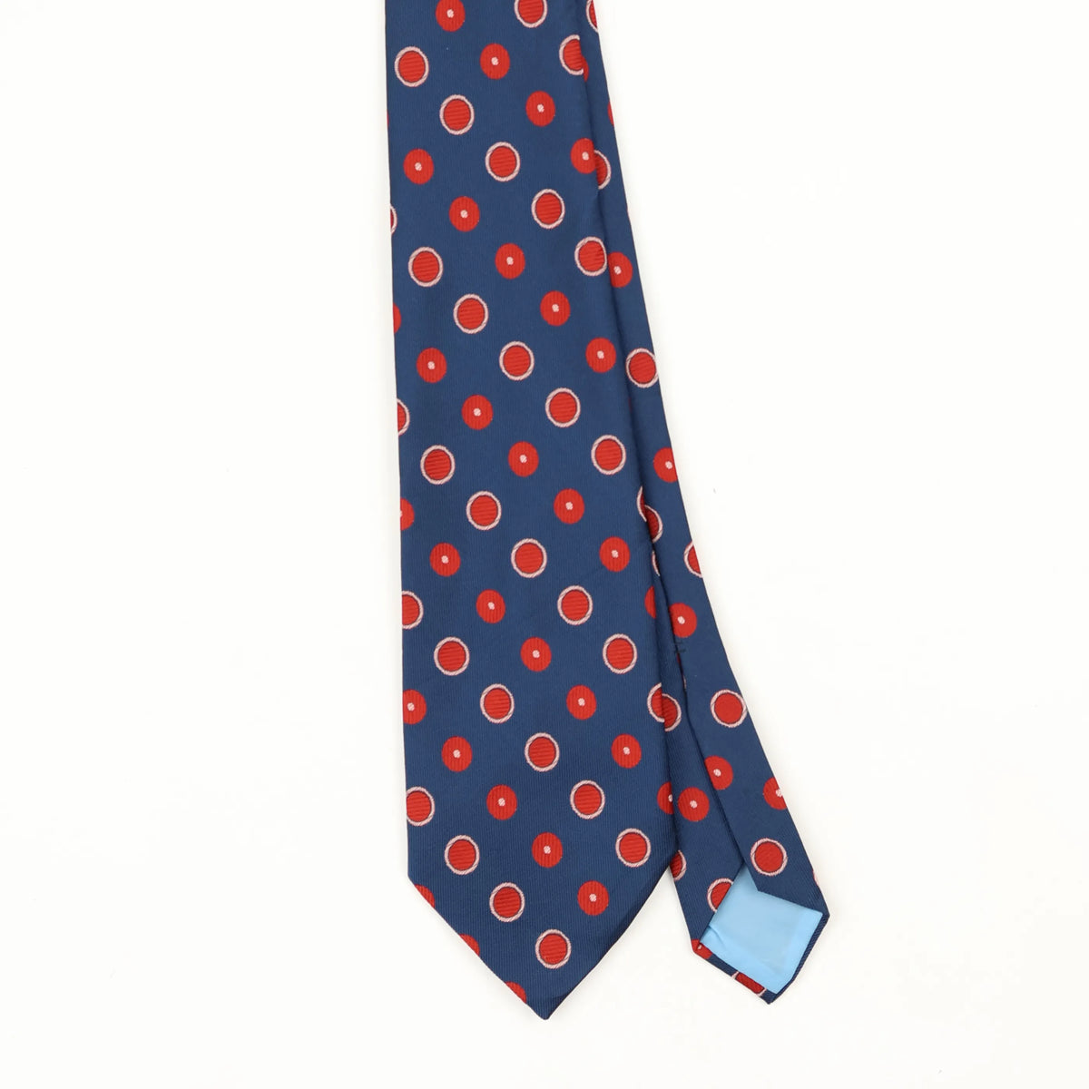 Front Front Detail of Vintage 1980's Wembley Circles Polka Dot Patterned Tie