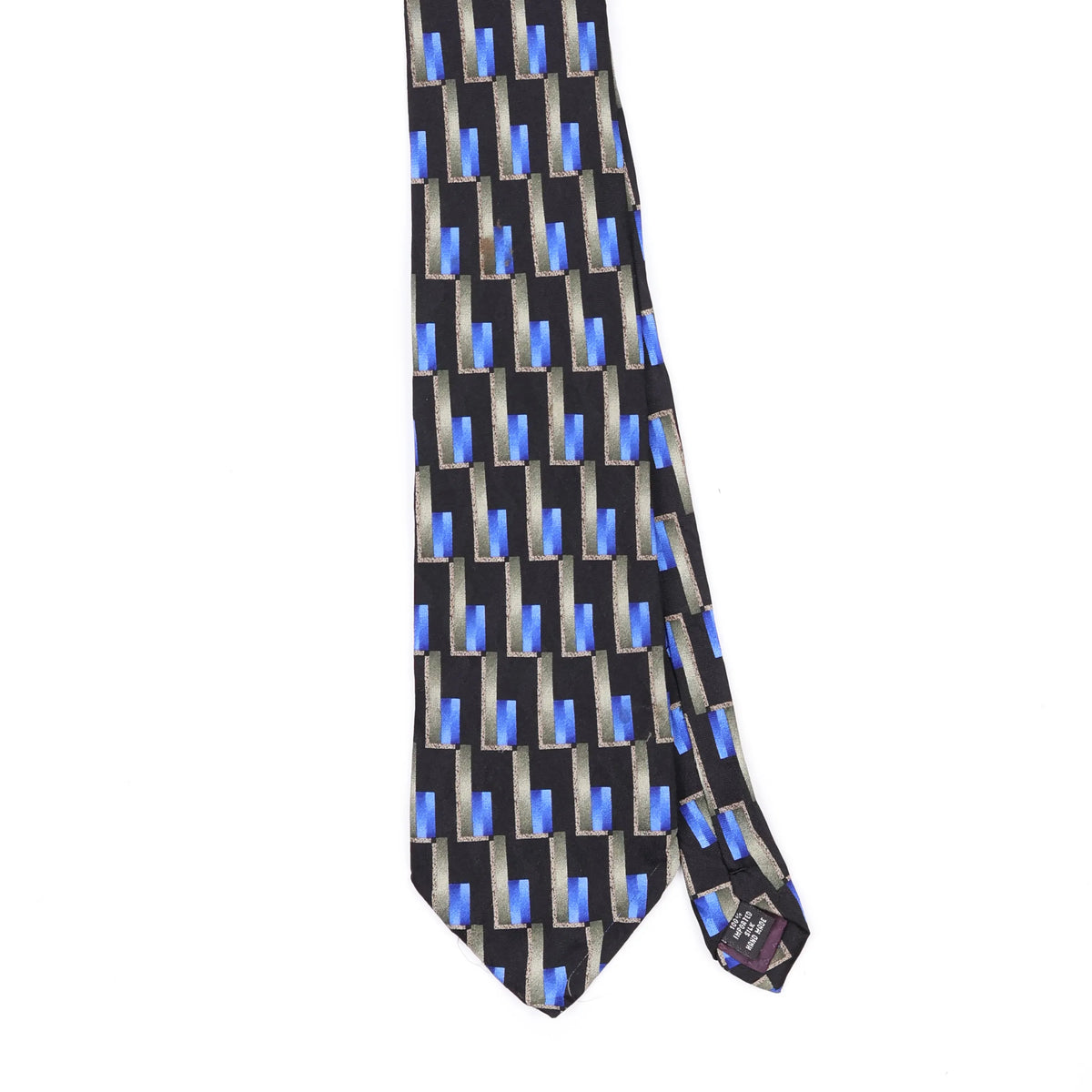 Front Front Detail of Vintage 1990's Rectangles Geometric Patterned Tie