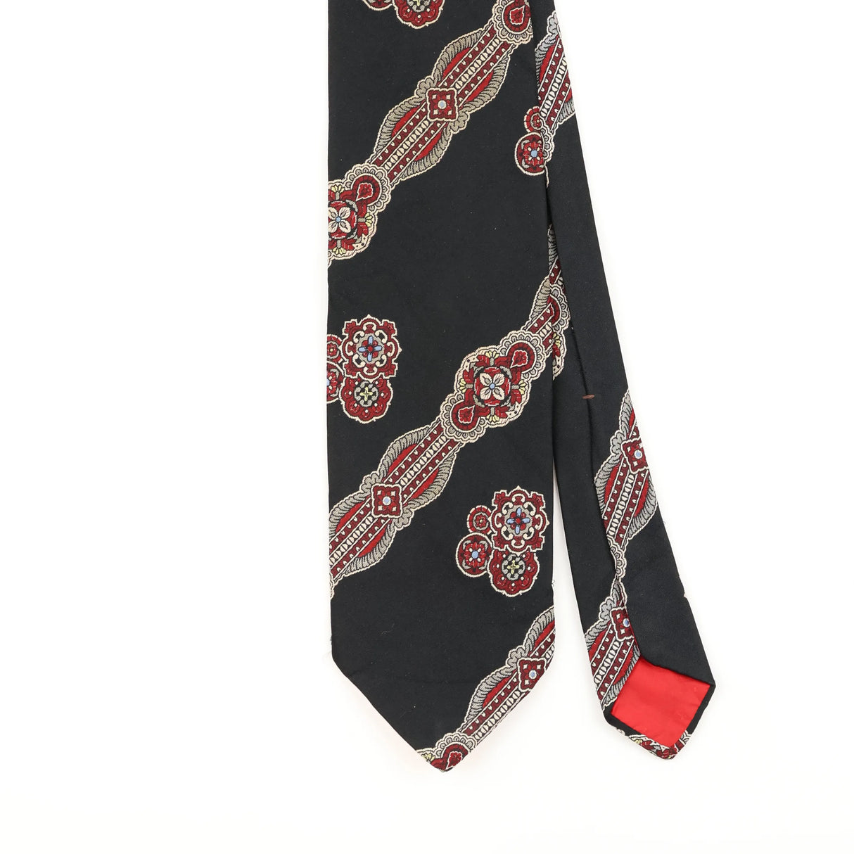 Front Detail of Vintage 1980's Geometric Patterned Tie
