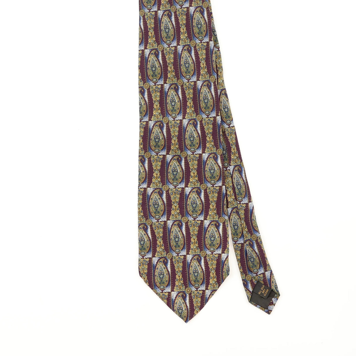 Front Front Detail of Vintage 1990's Bill Blass Paisley Patterned Tie
