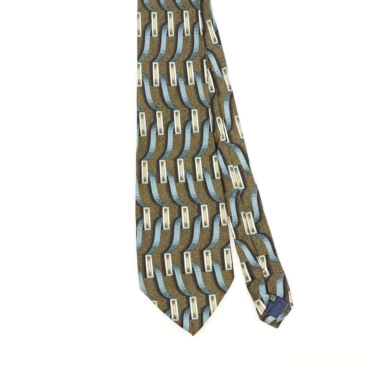 Front Front Detail of Vintage 1990's Geometric Patterned Tie