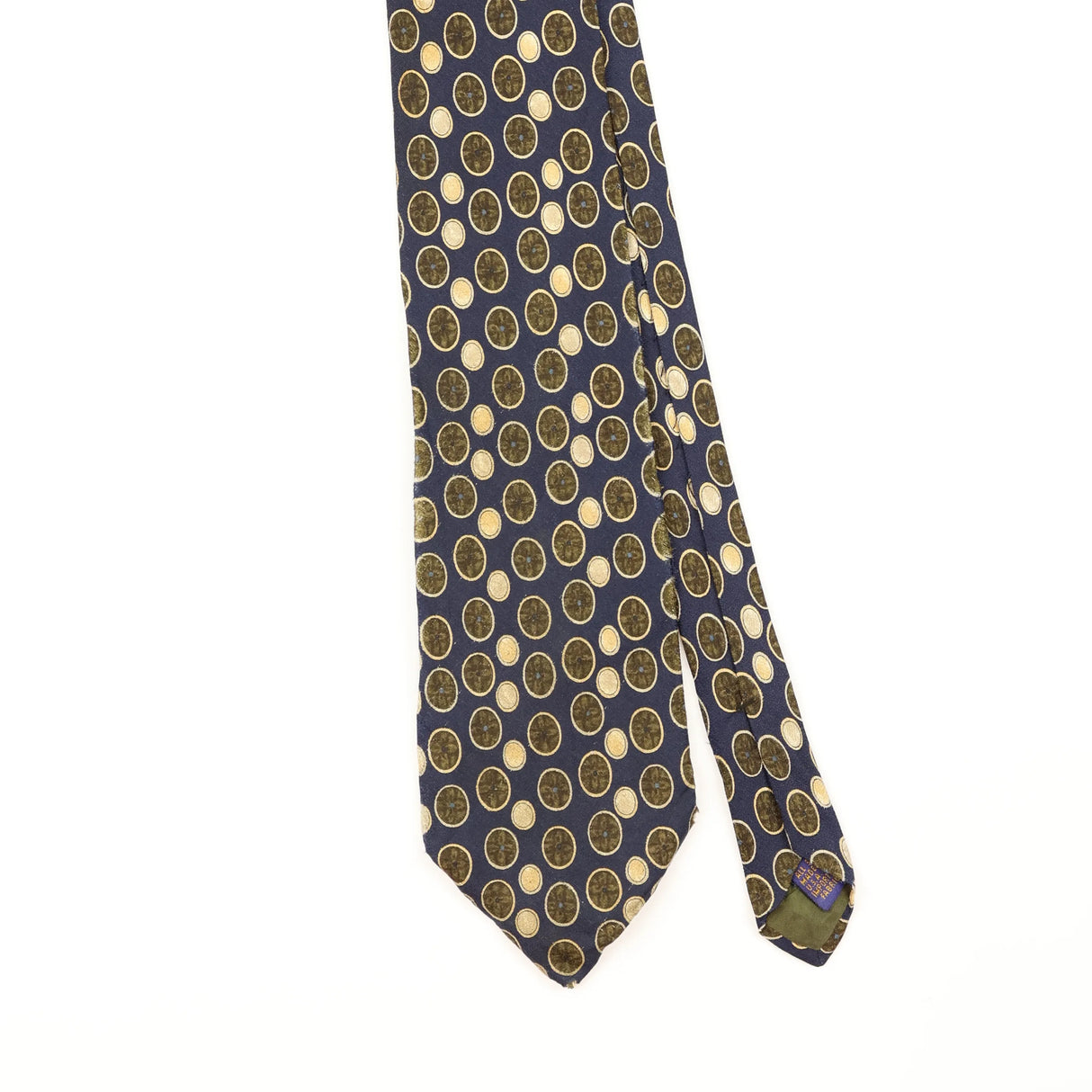 Front Detail of Vintage 1990's Chaps by Ralph Lauren Circles Geometric Patterned Tie