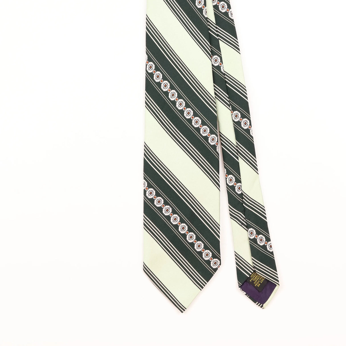 Front Detail of Vintage 1980's J. C. Penney Repp Striped Patterned Tie