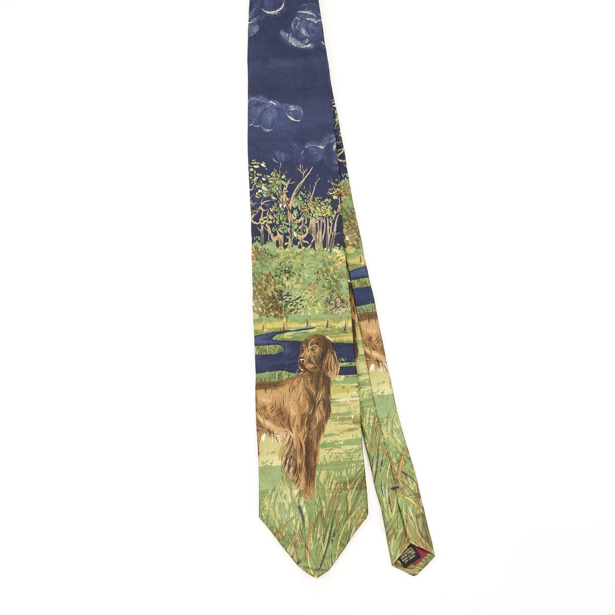 Front of Vintage 1990's Van Heusen Dog Animal Print Patterned Tie