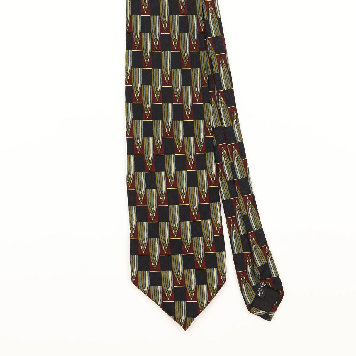 Front Detail of Vintage 1990's Geometric Patterned Tie