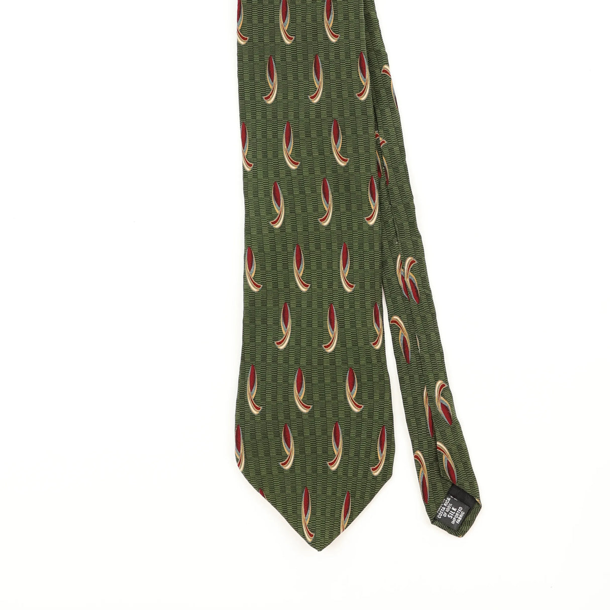 Front Front Detail of Vintage 1990's Bill Blass Geometric Patterned Tie