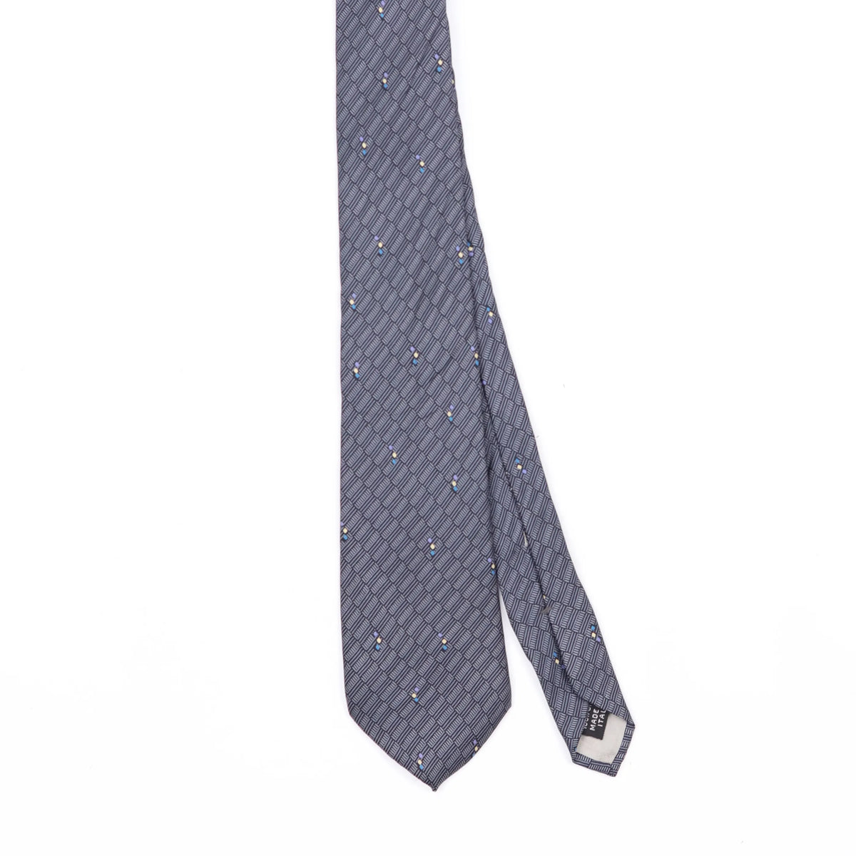 Front Front Detail of Vintage 1990's Geometric Patterned Tie