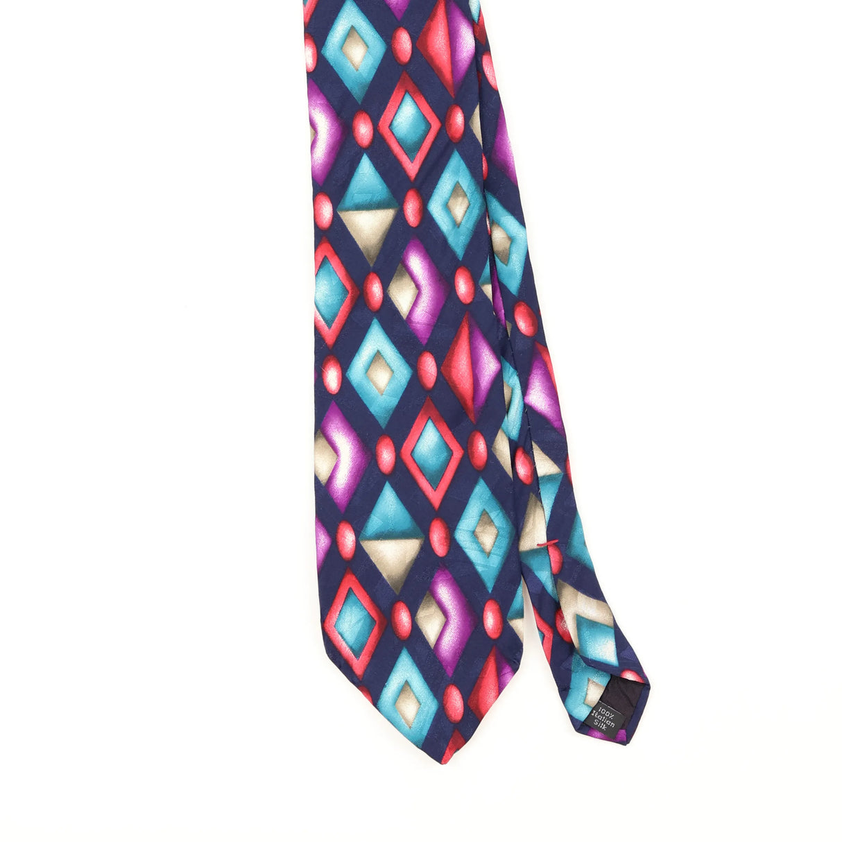 Front Front Detail of Vintage 1990's Halston Geometric Patterned Tie