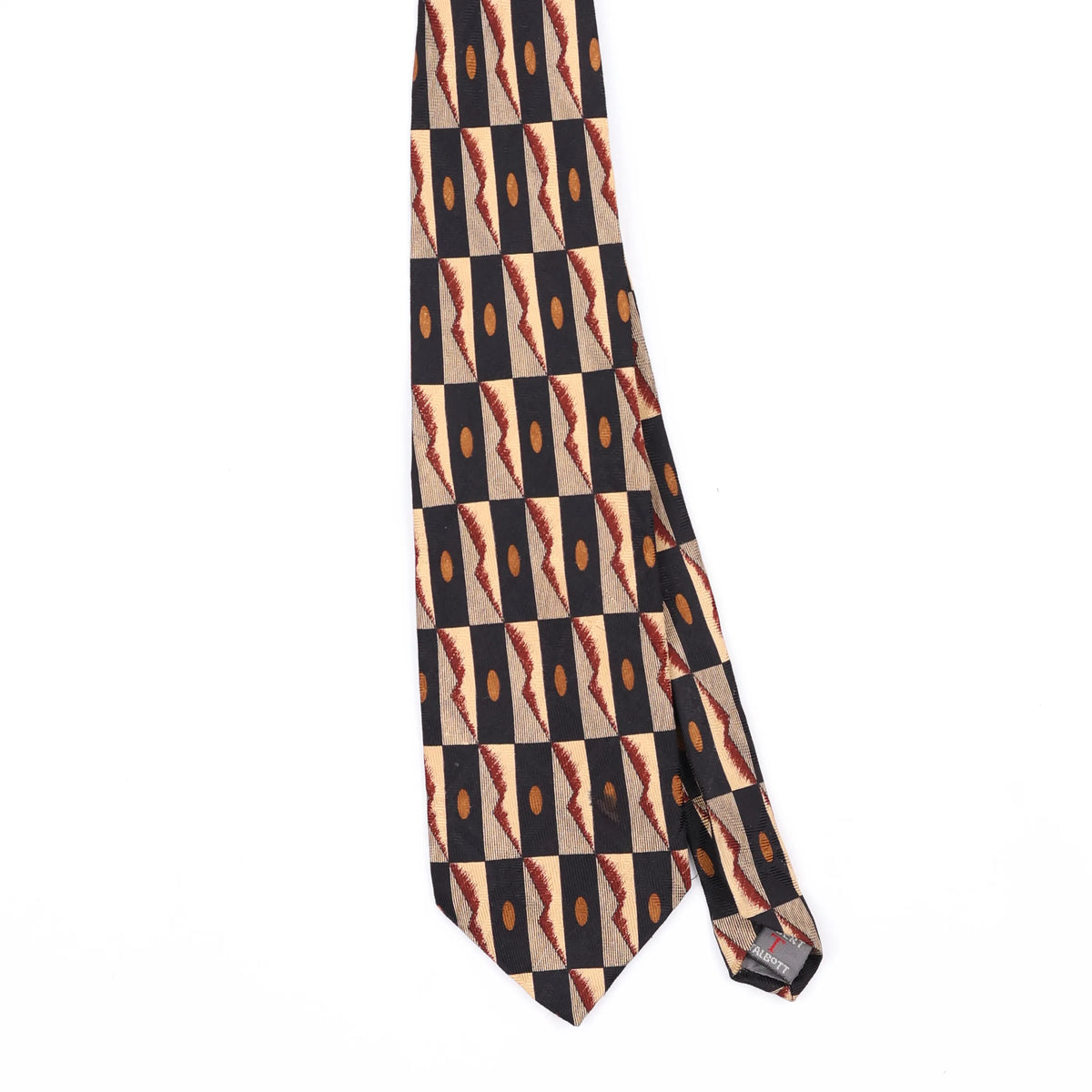 Front Front Detail of Vintage 1990's Robert Talbott Geometric Patterned Tie
