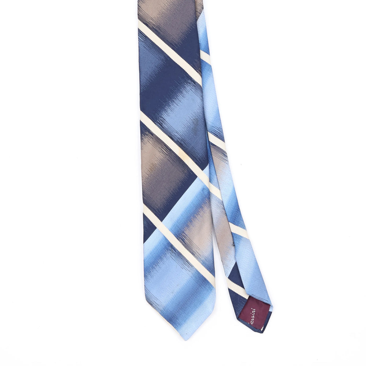Front Front Detail of Vintage 1980's Oleg Cassini Check Patterned Tie