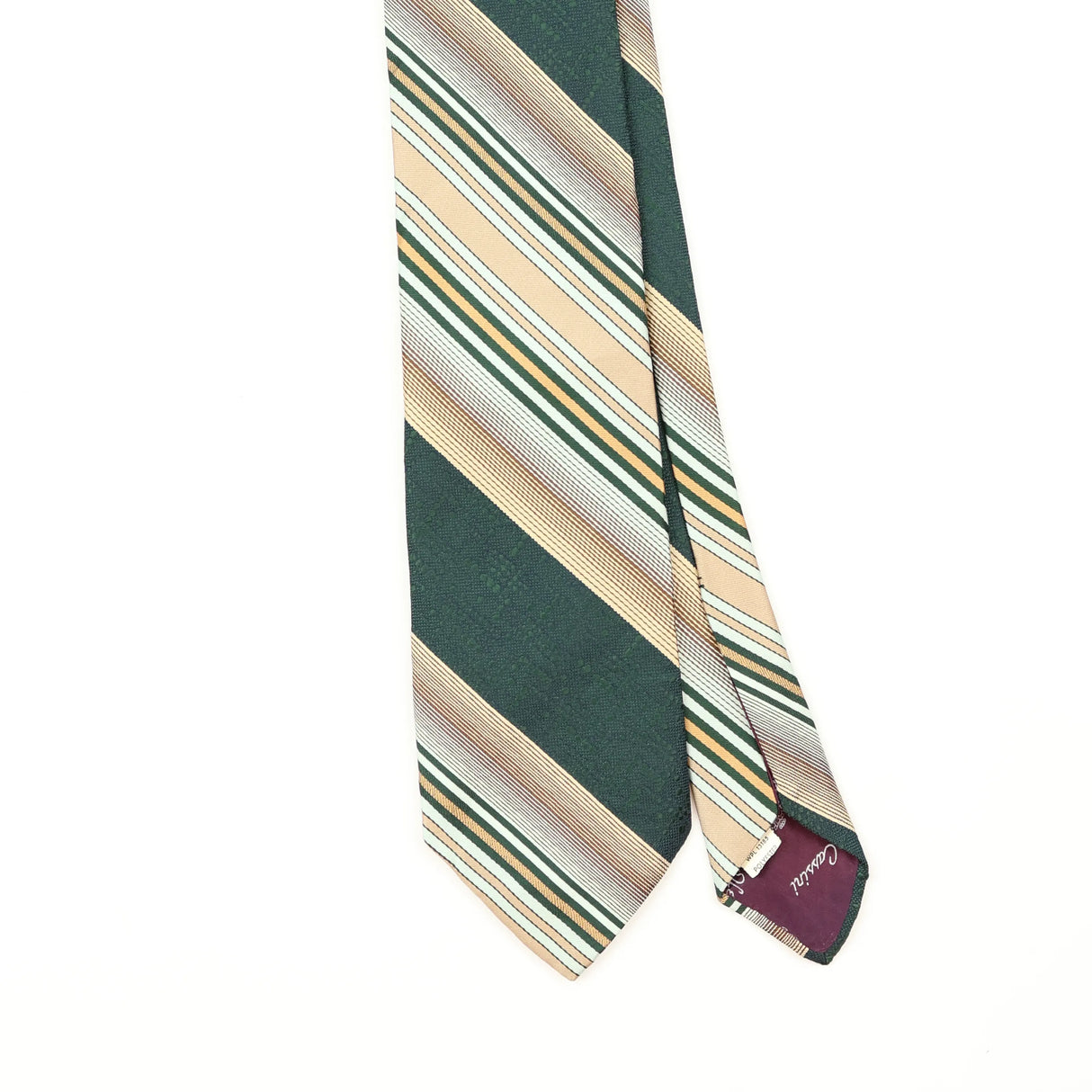 Front Front Detail of Vintage 1980's Oleg Cassini Striped Patterned Tie