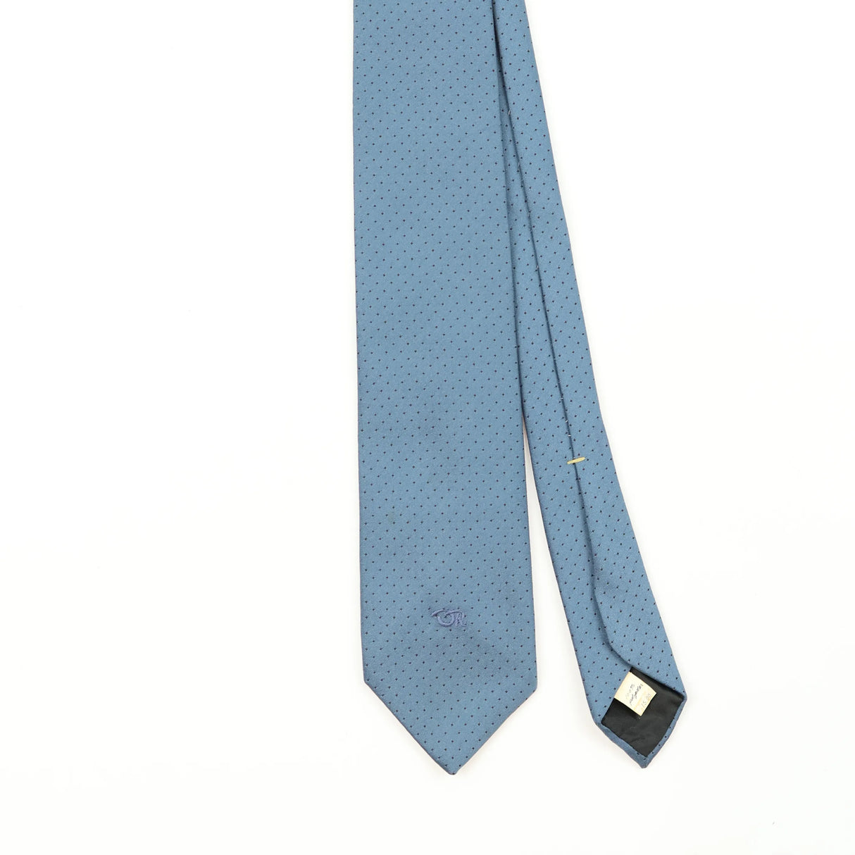 Front Front Detail of Vintage 1990's Oscar De La Renta Polka Dot Patterned Tie