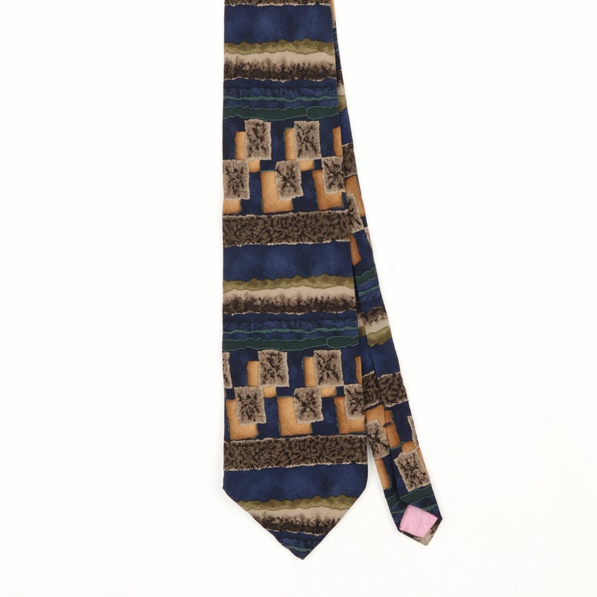 Front Front Detail of Vintage 1990's Stonehenge Jamal Anderson Geometric Patterned Tie