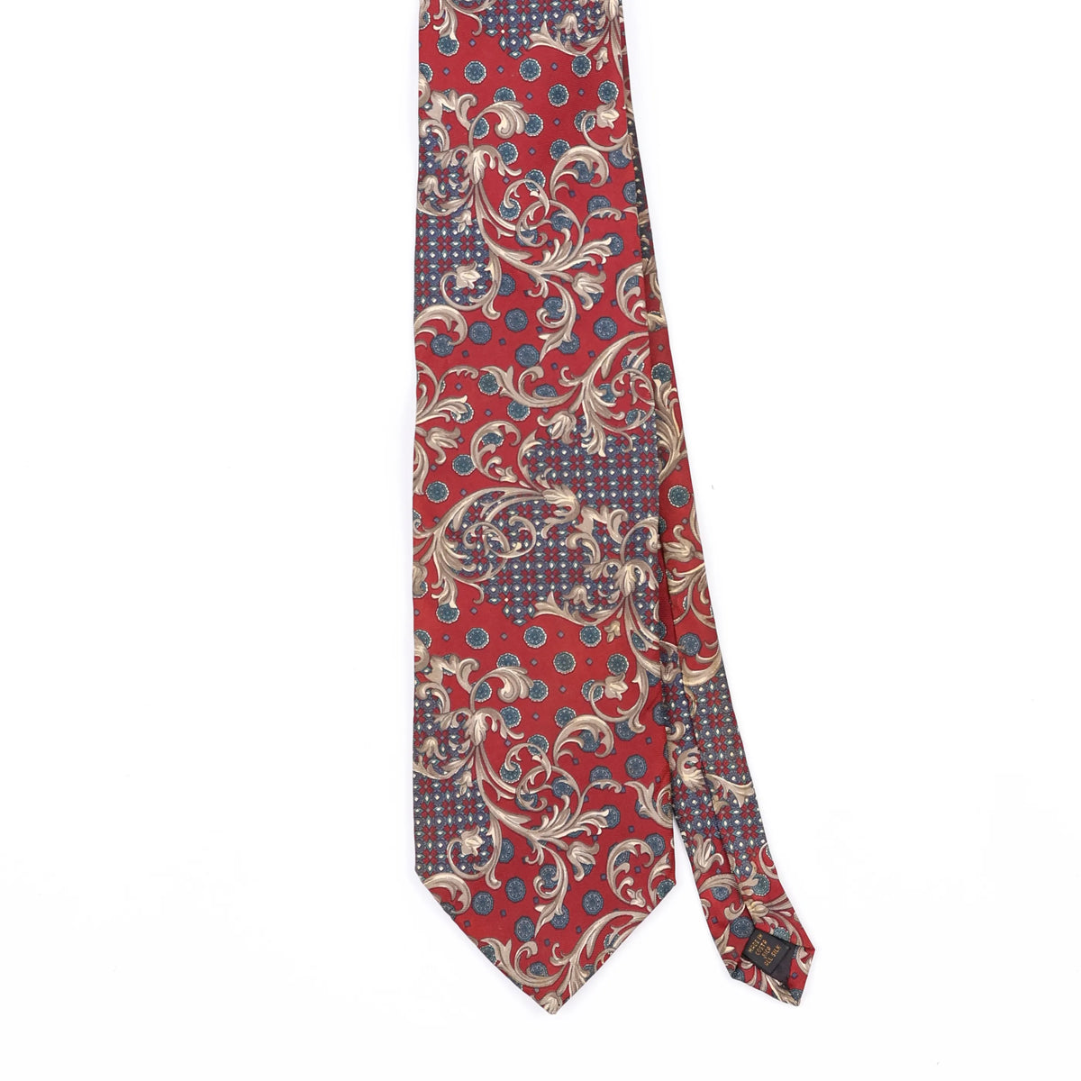 Front Front Detail of Vintage 1990's Bill Blass Paisley Patterned Tie