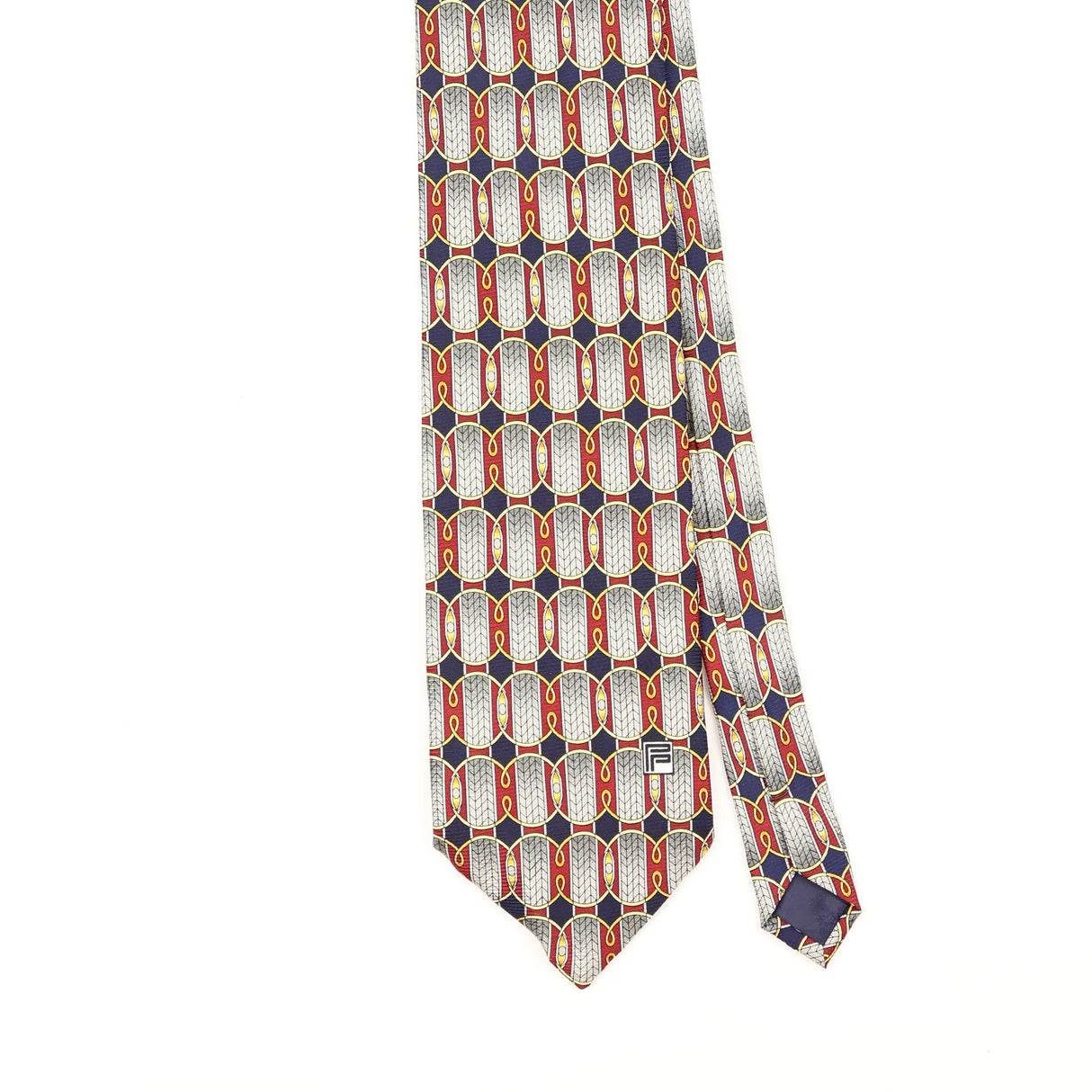 Front Front Detail of Vintage 1990's Pierre Pacha Geometric Patterned Tie