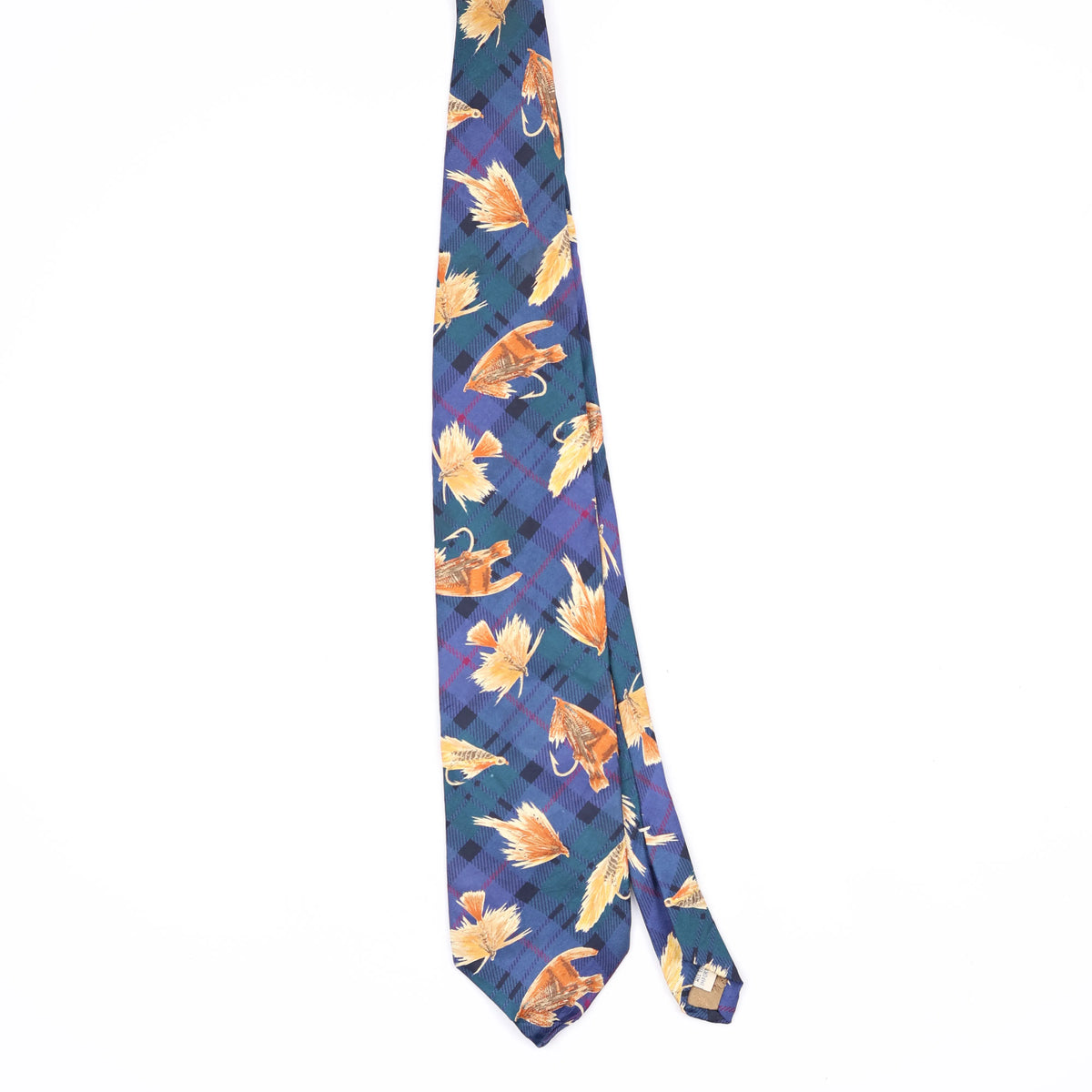 Front Front of Vintage 1990's Fish Plaids & Checks Patterned Tie