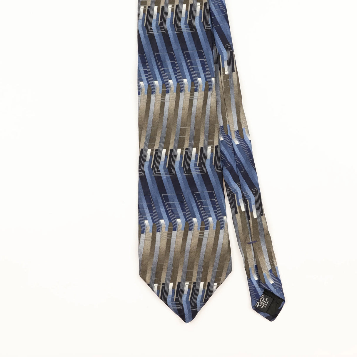 Front Detail of Vintage 1990's Murano Geometric Patterned Tie