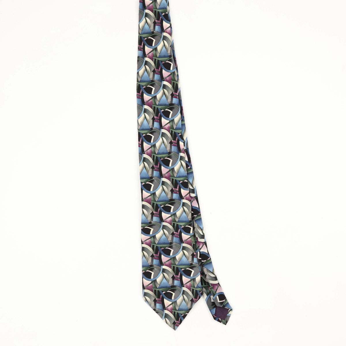 Front Front of Vintage 1990's Jerry Garcia Clockworks Geometric Patterned Tie