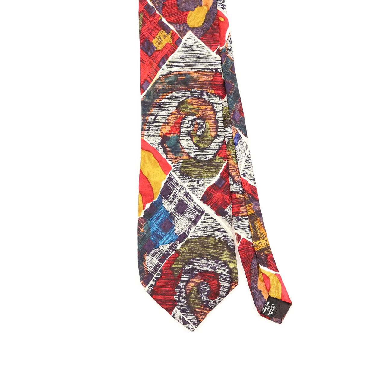 Front Detail of Vintage 1990's Abstract Patterned Tie