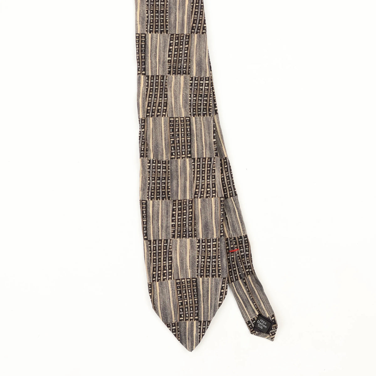 Front Front Detail of Vintage 1990's Henry Grethel Geometric Patterned Tie
