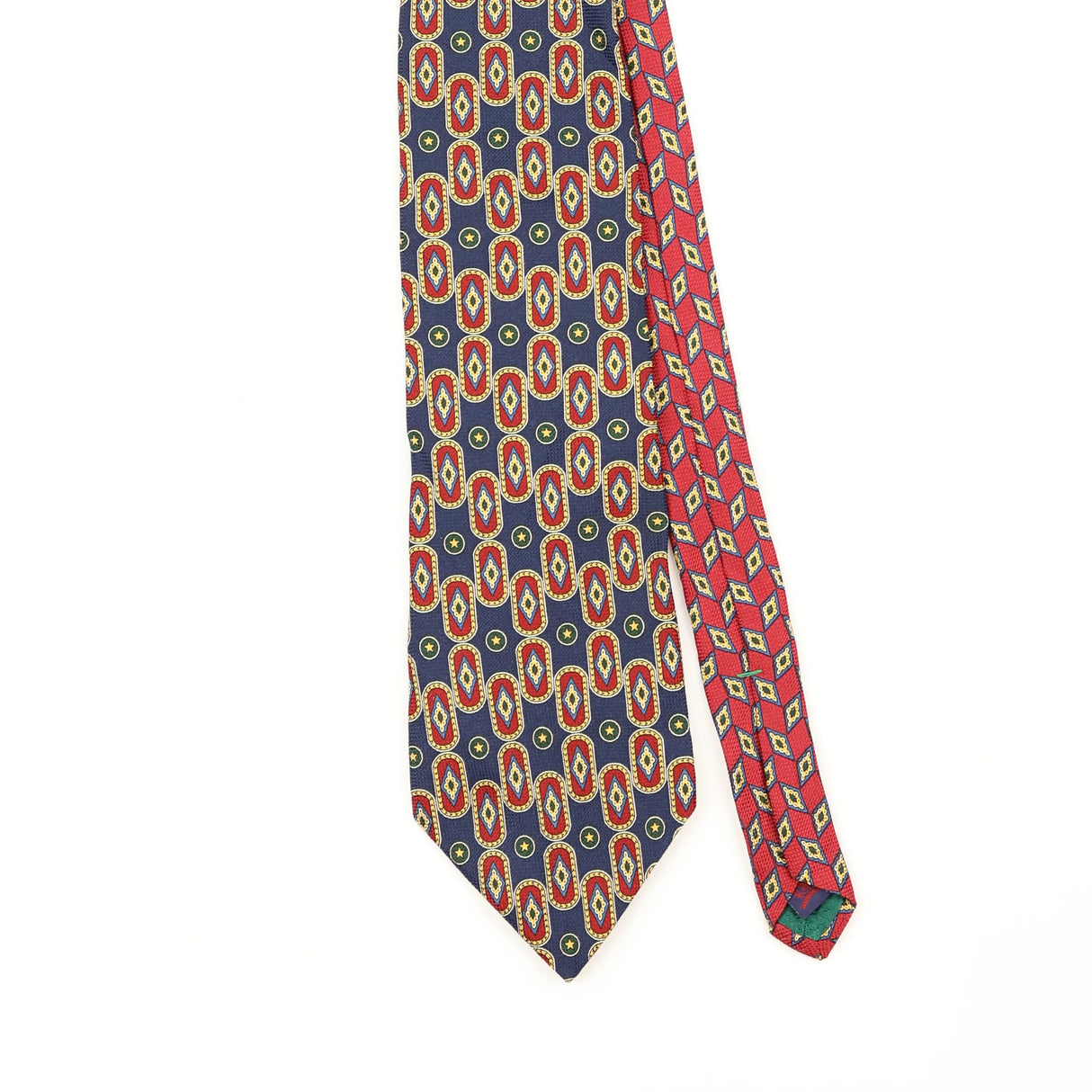Front Front Detail of Vintage 1990's Tommy Hilfiger Geometric Patterned Tie