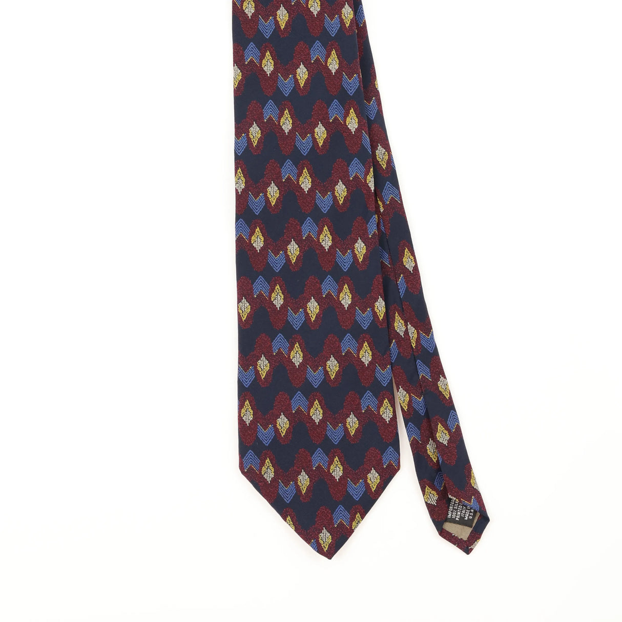 Front Detail of Vintage 1990's Perry Ellis Geometric Patterned Tie
