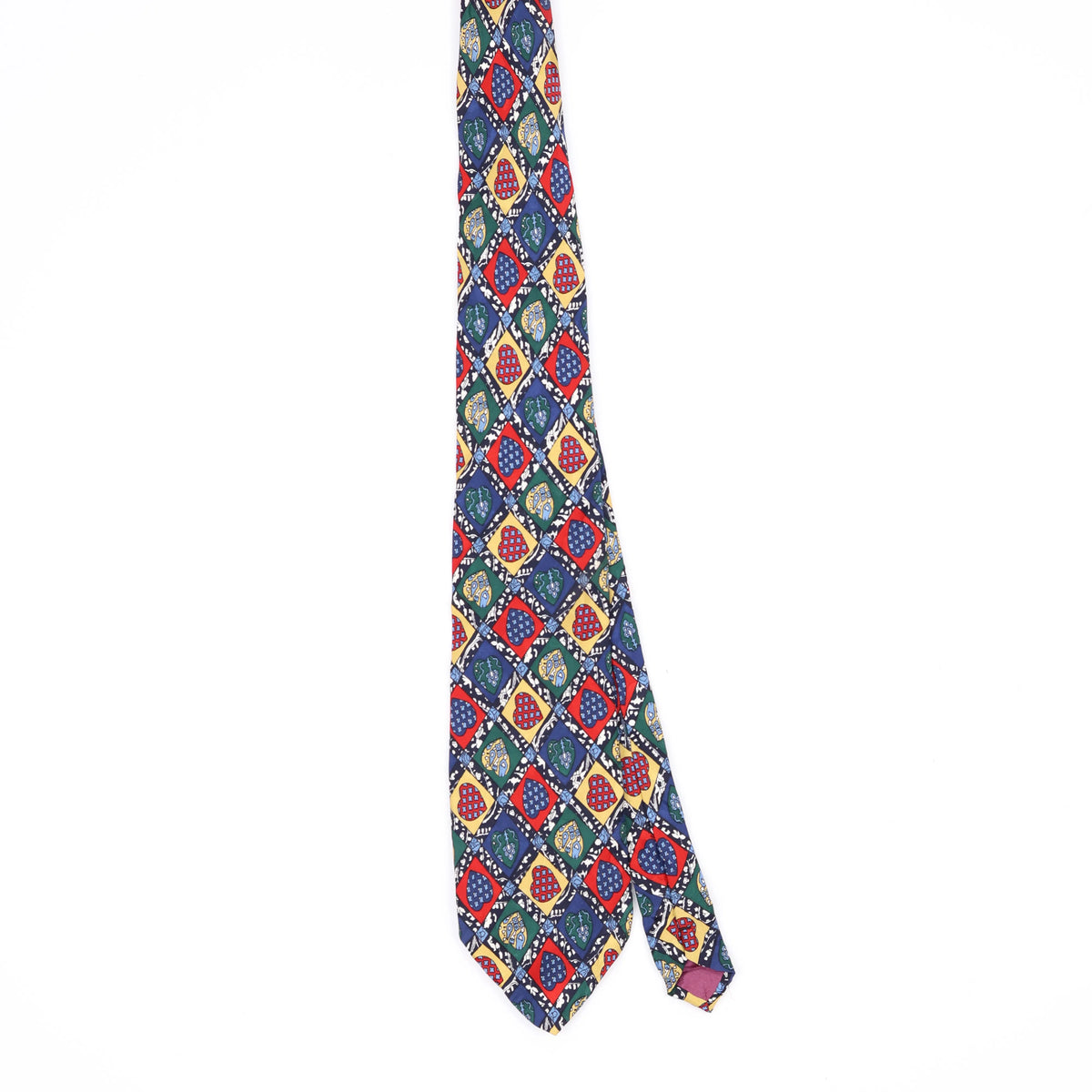 Front Front of Vintage 1990's Addiction Hearts Geometric Patterned Tie