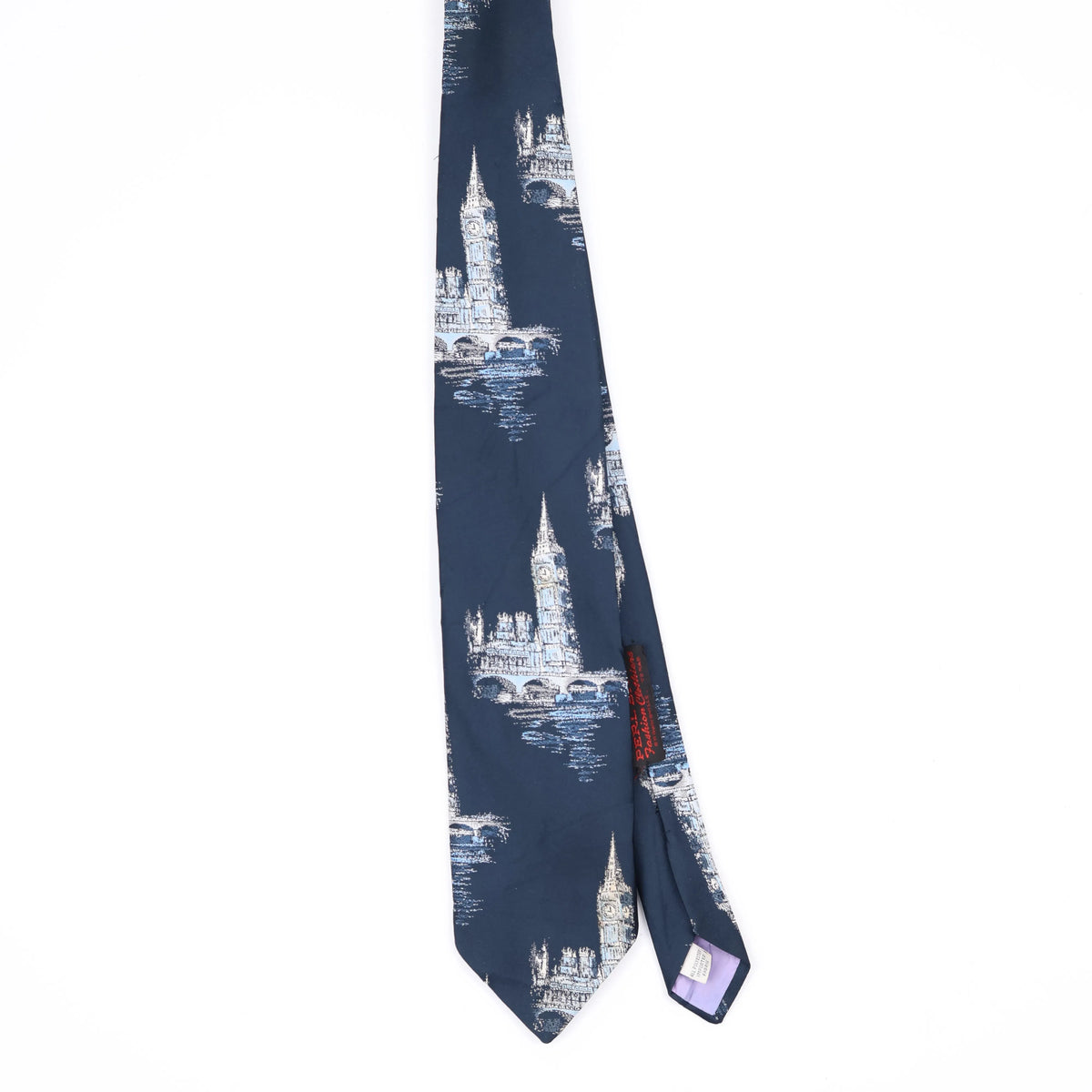 Front Front of Vintage 1980's Beau Brummell Big Ben Abstract Patterned Tie