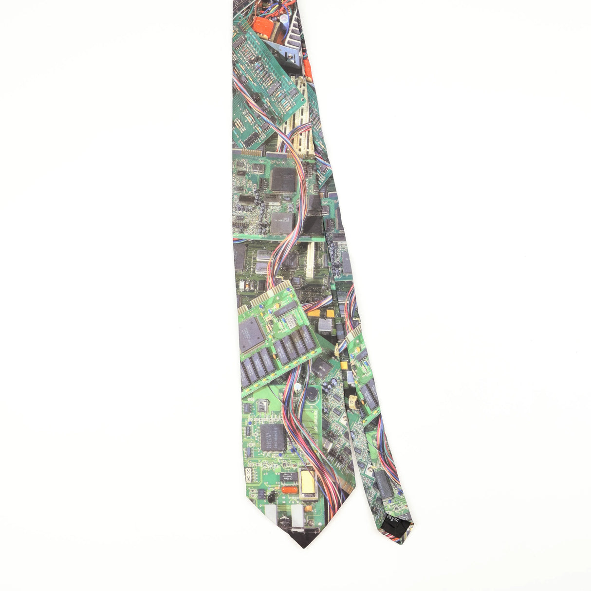 Front Front of Vintage 1990's Ralph Marlin Circuit Board Abstract Patterned Tie