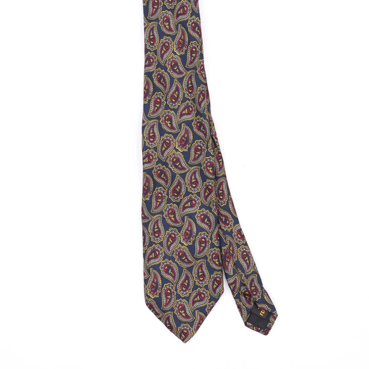 Front Front Detail of Vintage 1990's Fendi Paisley Patterned Tie