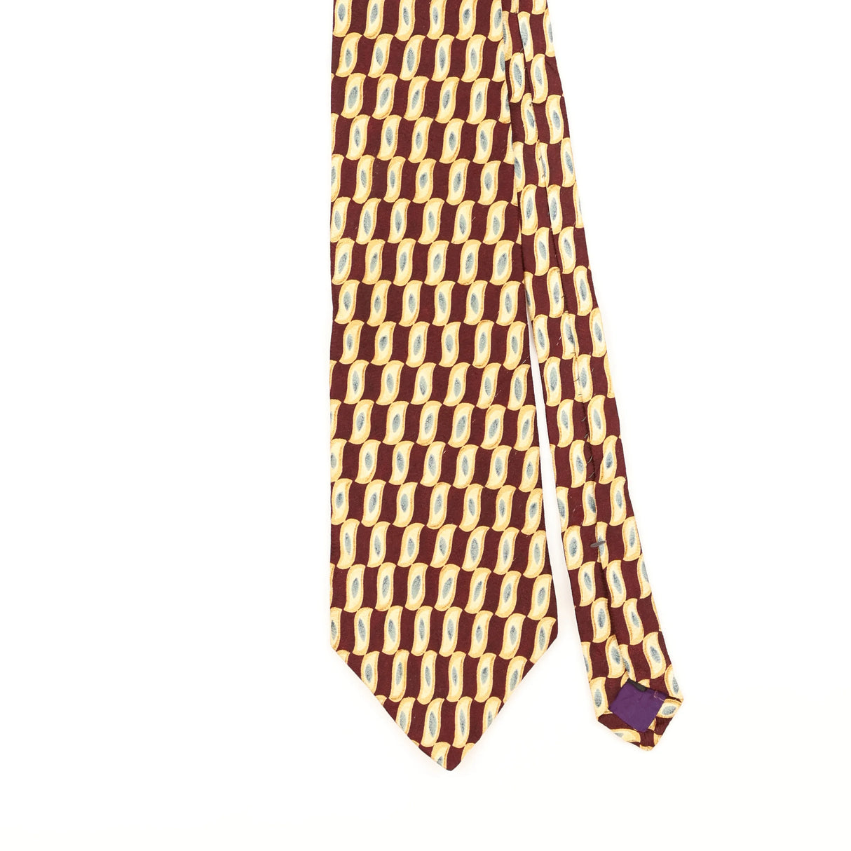 Front Detail of Vintage 1990's Oscar De La Renta Geometric Patterned Tie
