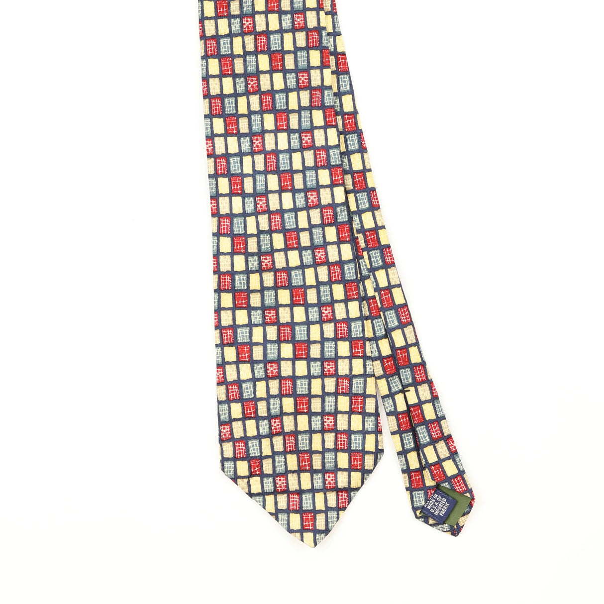 Front Front Detail of Vintage 1990's Chaps by Ralph Lauren Geometric Patterned Tie