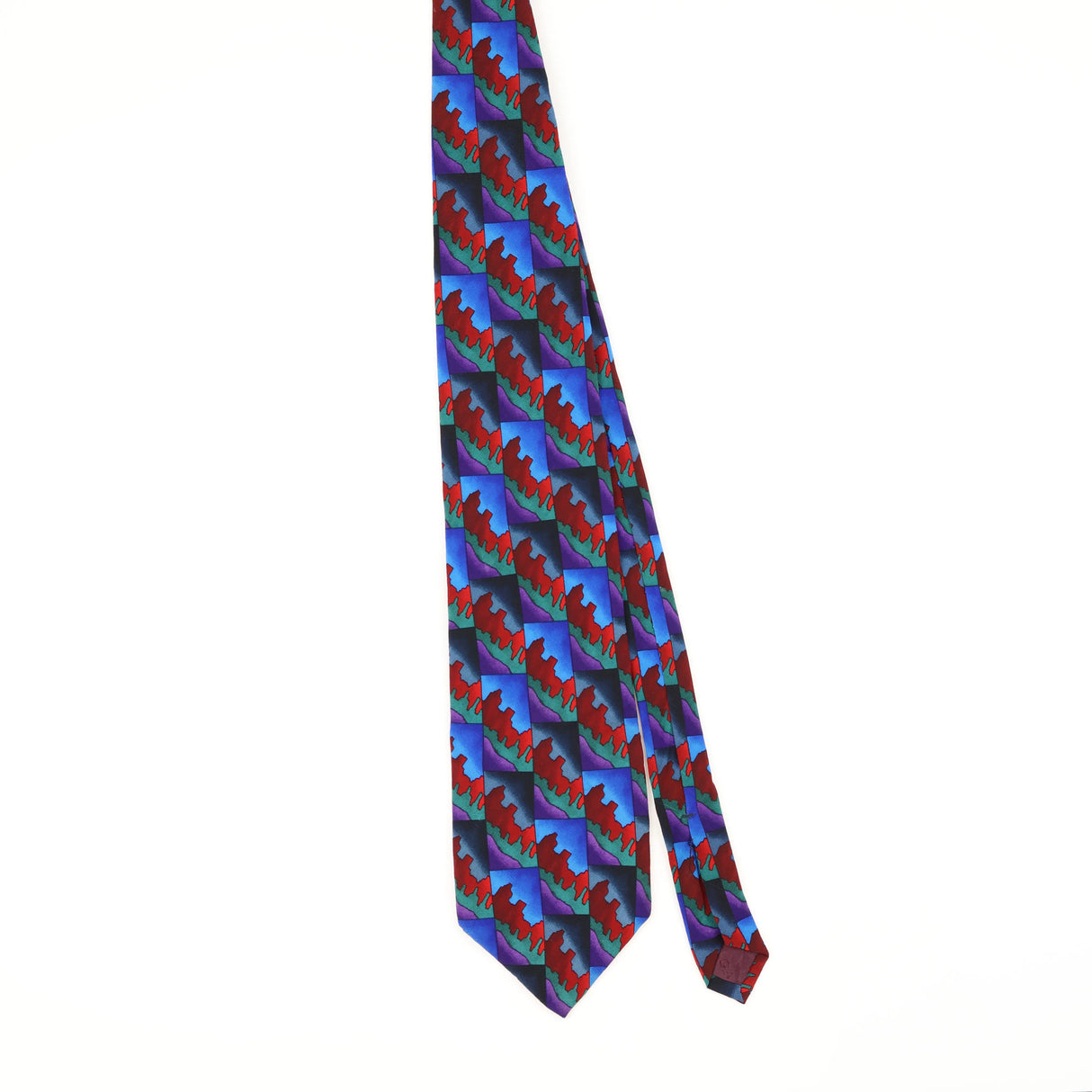 Front of Vintage 1990's Jerry Garcia Dawn At The Ritz Geometric Patterned Tie