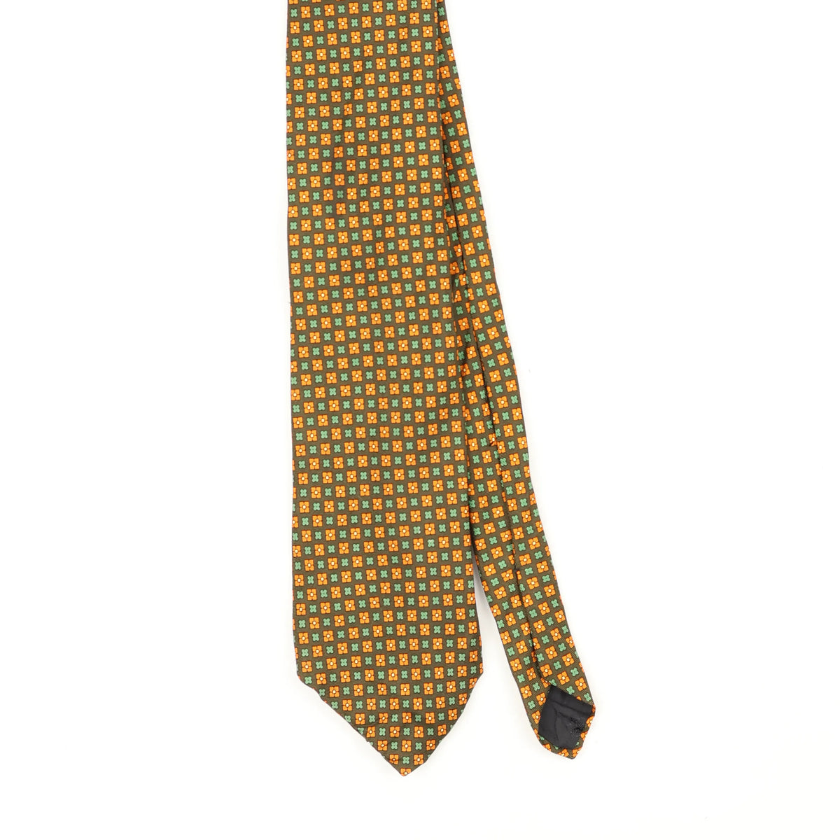 Front Front Detail of Vintage 1990's Brooks Brothers Geometric Patterned Tie