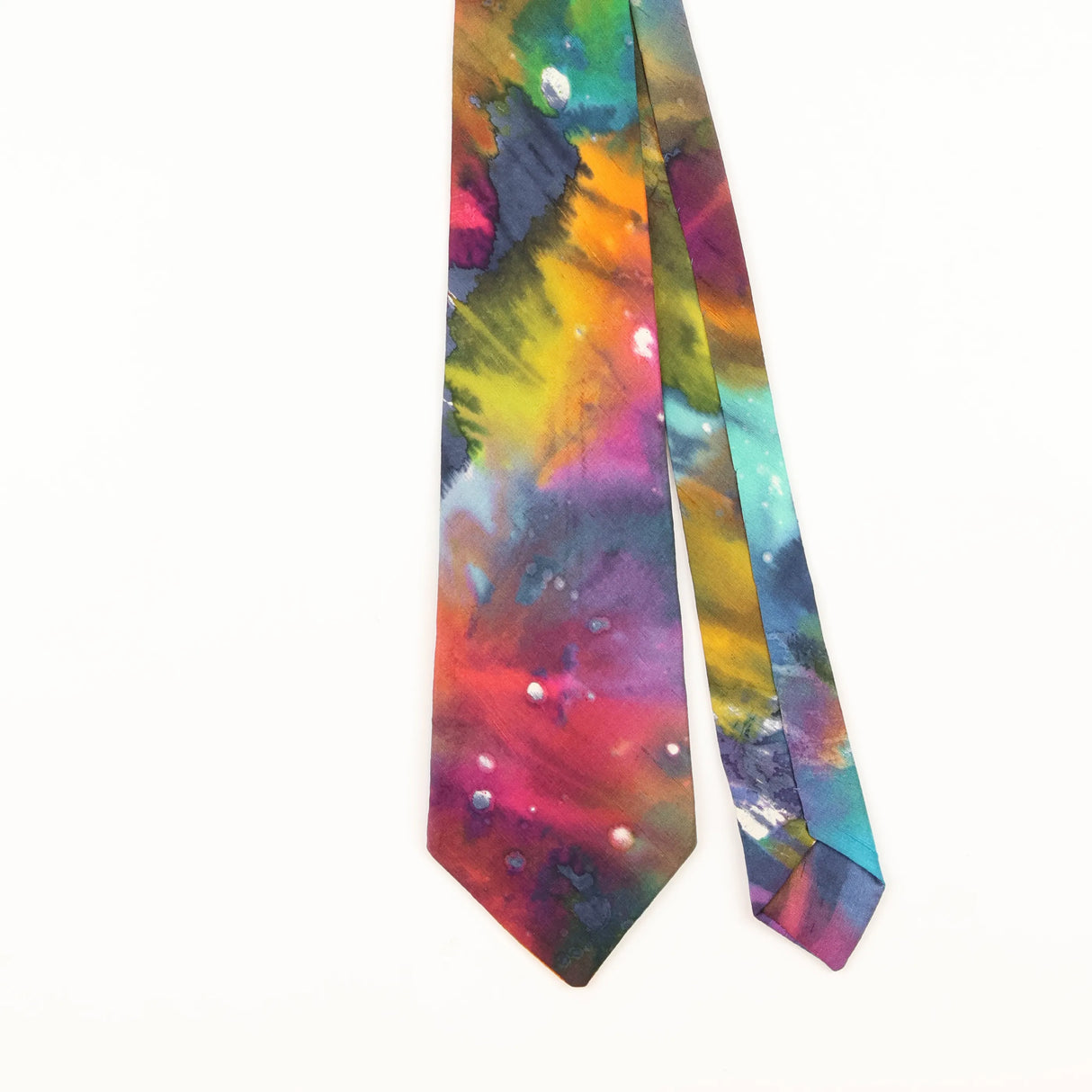 Front Detail of Vintage 1990's Watercolour Abstract Patterned Tie