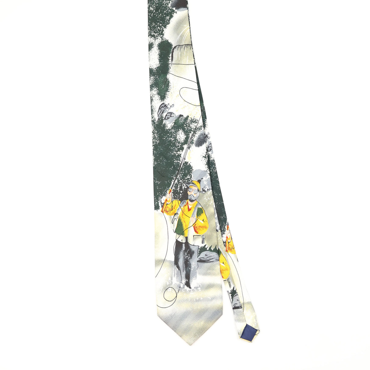 Front Front of Vintage 1990's Fishing Cartoon Patterned Tie