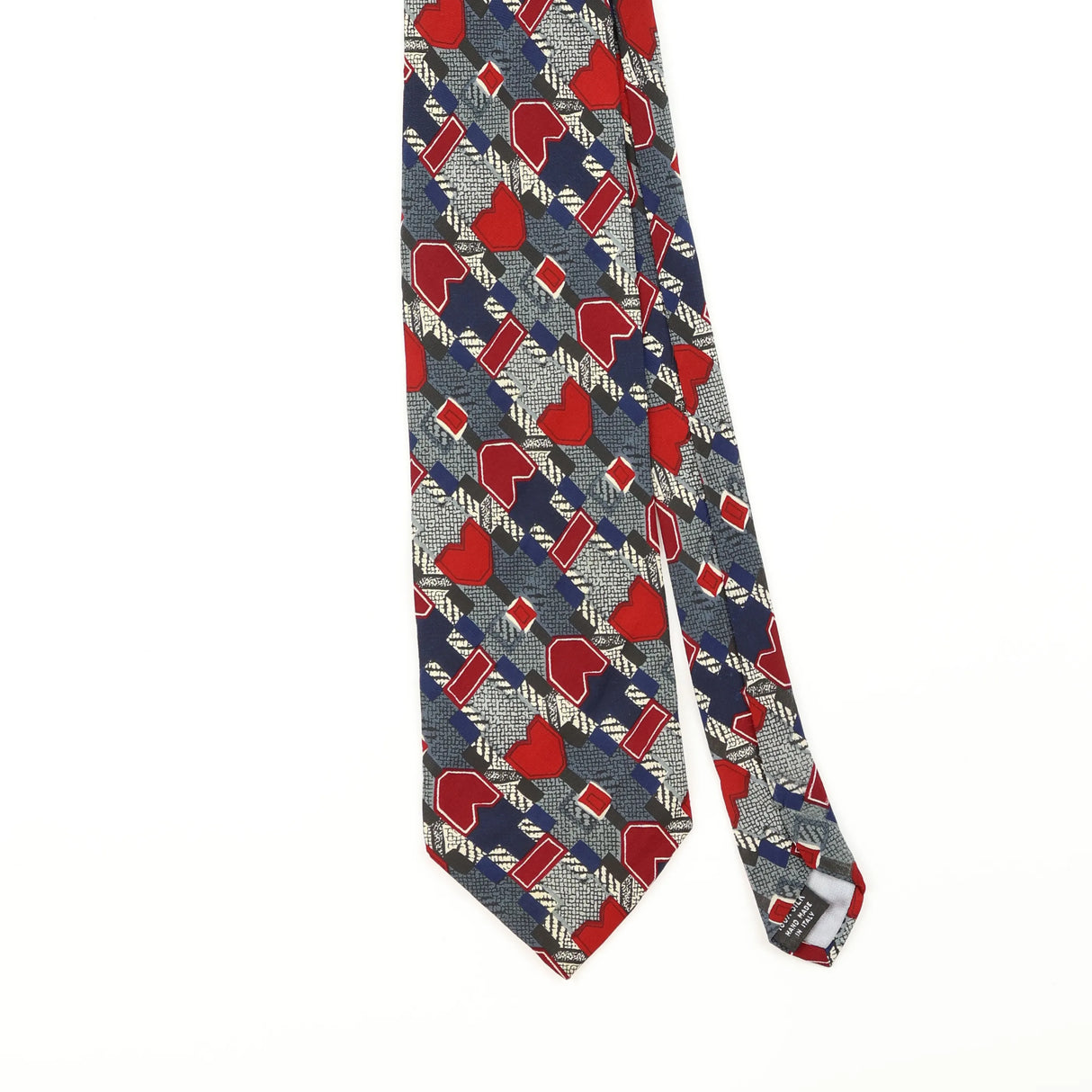 Front Detail of Vintage 1990's Geoffrey Beene Geometric Patterned Tie