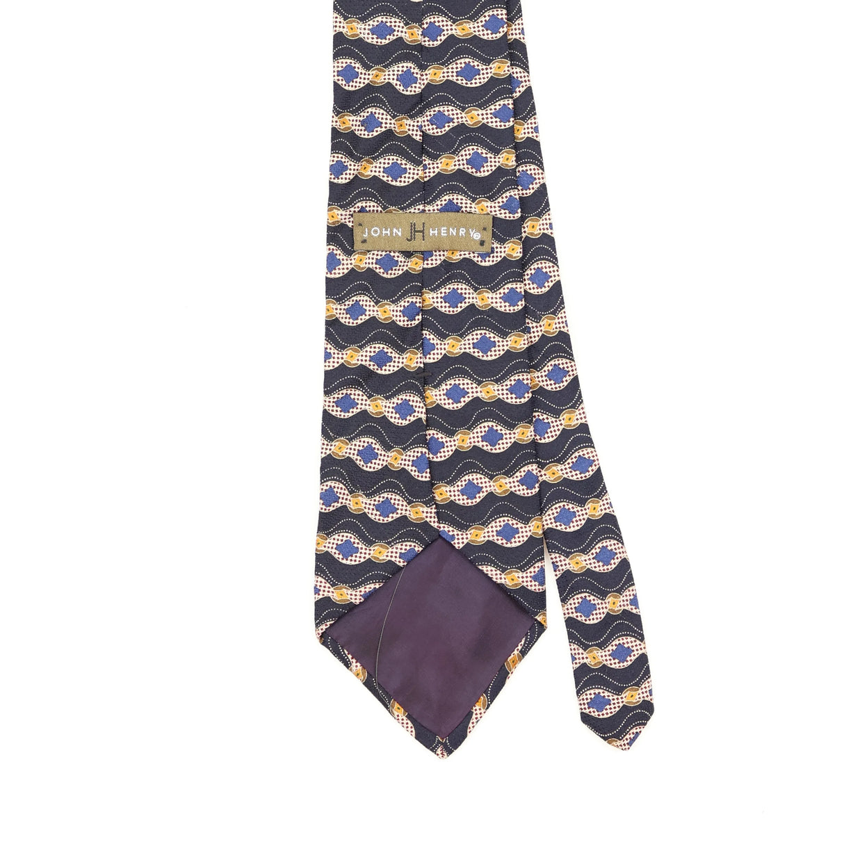 Back Back Detail of Vintage 1990's John Henry Geometric Patterned Tie