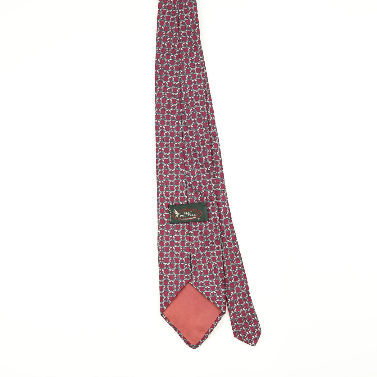 Back Back of Vintage 1990's Bert Pulitzer Links Geometric Patterned Tie