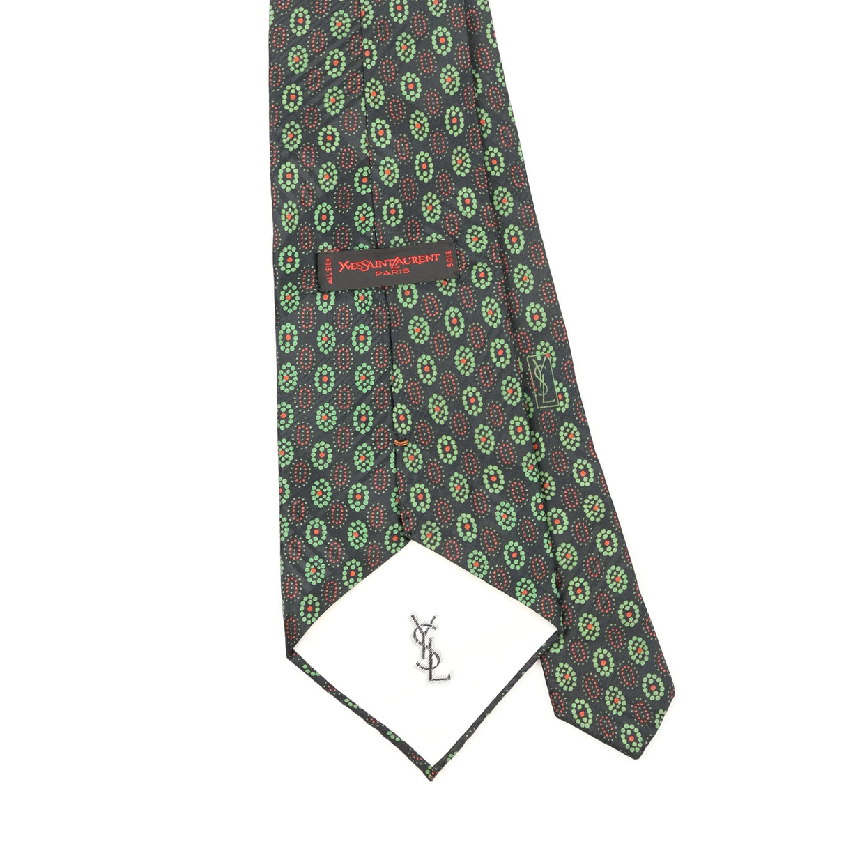 Back Back Detail of Vintage 1980's Yves Saint Laurent Geometric Patterned Tie