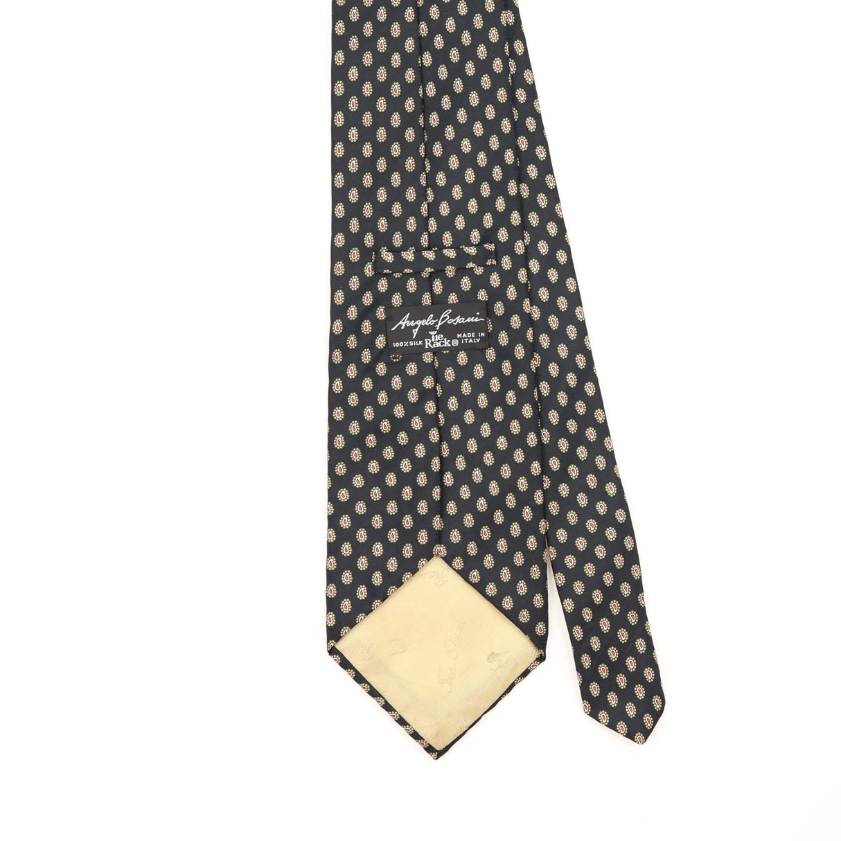 Back Detail of Vintage 1990's Tie Rack Angelo Bosani Paisley Patterned Tie