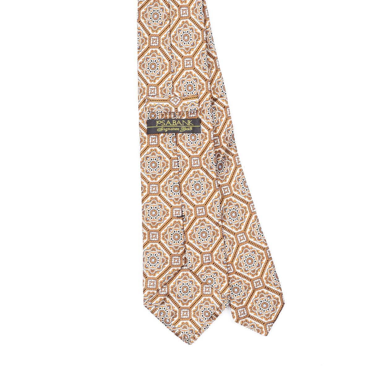 Back Back Detail of Vintage 1990's Jos. A. Bank Medallion Geometric Patterned Tie
