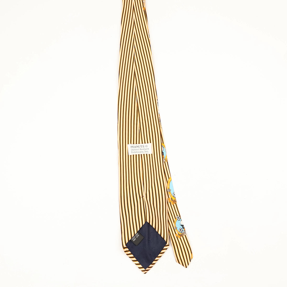 Back Back of Vintage Peanuts Snoopy Striped Patterned Tie